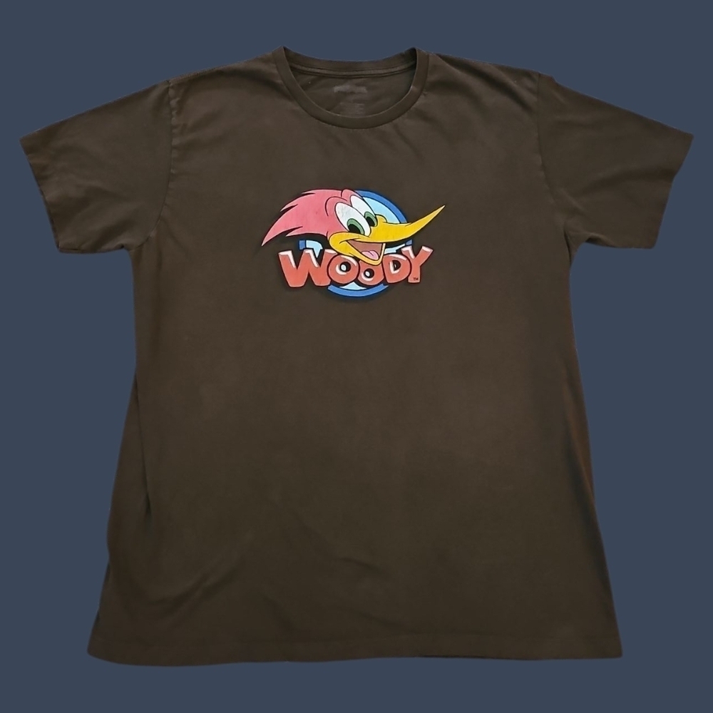 Vintage 1980s Woody Woodpecker Graphic Cartoon Brown Tube Cotton T-Shirt